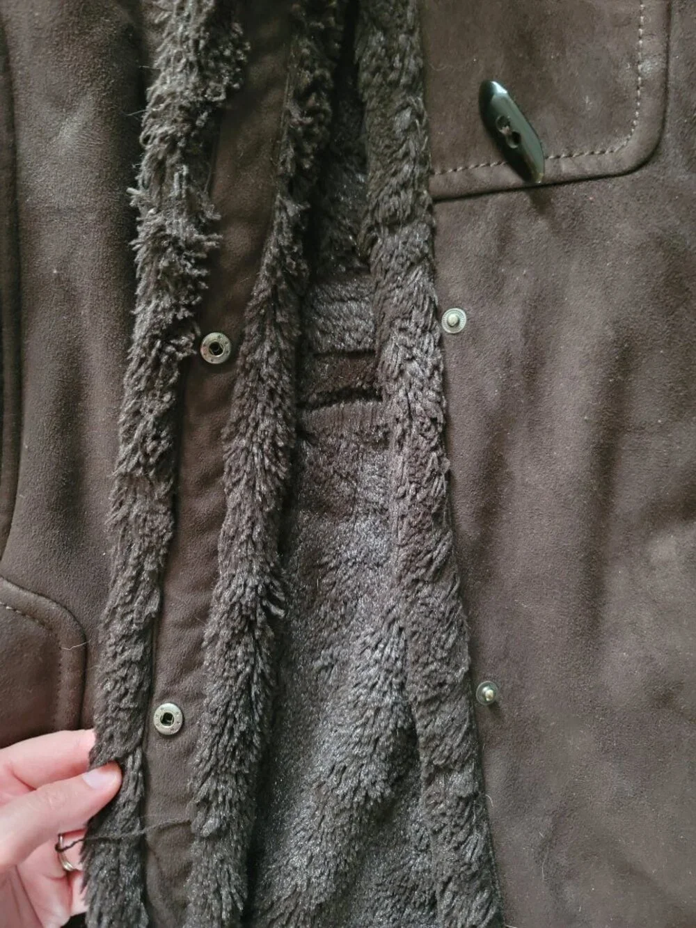 Womens dark brown full button up hooded Jones New York Sport coat - size L